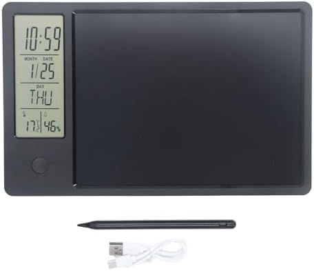 Electronic Digital Calendar, Desktop Calendar Rechargeable Writing Board with Pen, 120mah Erasable LCD Writing Board Calendar, for Office Business Home Decor (Black)