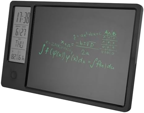 LCD Writing Tablet, 10 Inch Erasable Electronic Doodle Board with Digital Clock Calendar, Rechargeable Electronic Drawing Writing Board for Office Business and Home (Black)
