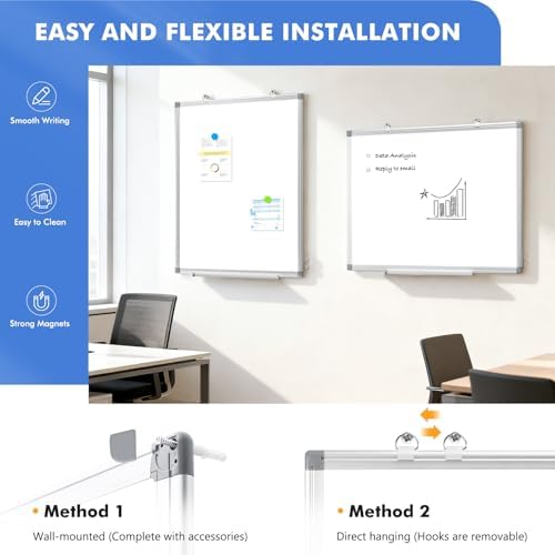 Double-Sided White Board Dry Erase Magnetic Whiteboard Wall 36x24, 4-Pack