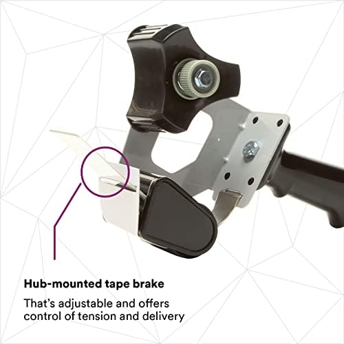 Tartan Pistol Grip Box Sealing Tape Dispenser HB903, Hand-Held Design, Heavy-Duty, Easy-to-Use Application, Black, 2 (Pack of 3)