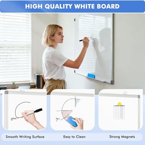 Double-Sided White Board Dry Erase Magnetic Whiteboard Wall 36x24, 4-Pack