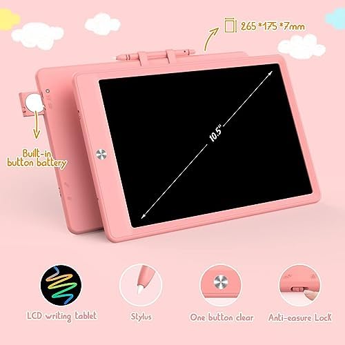 BUKEBU LCD Writing Tablet,10.5 inch Colorful Doodle Board for Kids Pink