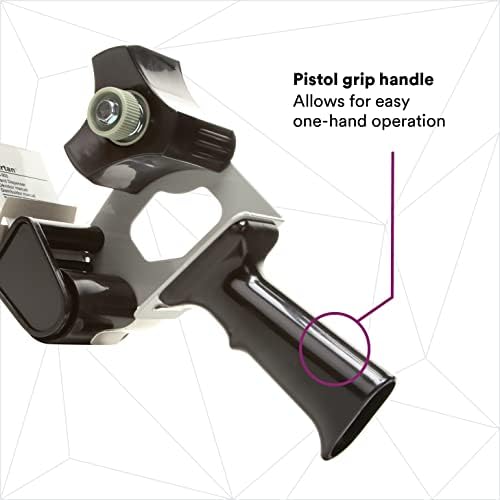 Tartan Pistol Grip Box Sealing Tape Dispenser HB903, Hand-Held Design, Heavy-Duty, Easy-to-Use Application, Black, 2 (Pack of 3)