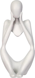 Creative Resin Thinker Minimal Abstract Art Sculpture Statue Figurines Home Office Bookshelf Desktop Decor (White, Focus, Small)