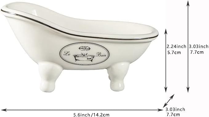 1 Piece 5.6" Ceramic Mini Clawfoot Slipper Bathtub Soap Dish Vintage Decortative Bathroom Soap Dish