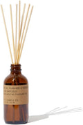 P.F. Candle Co. Teakwood & Tobacco Classic Scented Rattan Reed Diffuser (3.5 fl oz) Amber Glass Jar, Fine Fragrance Oil, Low Maintenance Scent Throw, Made in The U.S.A.