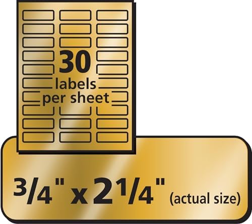 Avery® Printable Return Address Labels, 0.75" x 2.25", Gold Foil, 300 Blank Mailing Labels (08987)