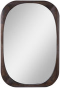 MAKLAINE Mid-Century Accent Mirror, 38" H x 26" W, Solid Rubber Wood Frame, Dark Walnut Finish, Rounded Edges, Horizontal or Vertical Hanging, Modern Wall Mirror for Living Room or Bedroom Decor