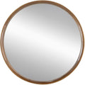 HomeRoots 32" Brown Round Framed Accent Mirror