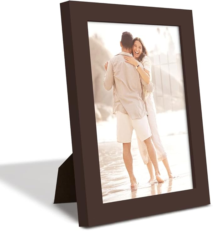 Renditions Gallery 6x8 inch Picture Frame High-end Modern Style, Made of Solid Wood and High Definition Glass Ready for Wall and Tabletop Photo Display, Brown Frame