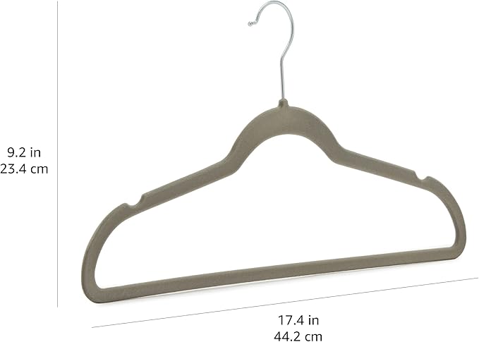 Amazon Basics Slim, Velvet, Non-Slip Suit Clothes Hangers, Gray/Silver - Pack of 50