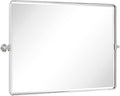 TEHOME Pivot Mirror Chrome Tilt Bathroom Vanity Mirror Black Metal Framed Rectangle Horizontal Tilting Beveled Vanity Mirrors, Overall 44.12 x 30 inches (Mirrror 40 x 30 inches)