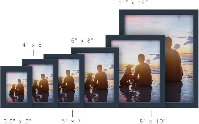 Renditions Gallery 3.5x5 inch Picture Frame High-end Modern Style, Made of Solid Wood and High Definition Glass Ready for Wall and Tabletop Photo Display, Navy Frame