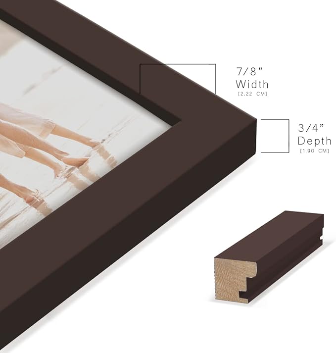 Renditions Gallery 6x8 inch Picture Frame High-end Modern Style, Made of Solid Wood and High Definition Glass Ready for Wall and Tabletop Photo Display, Brown Frame