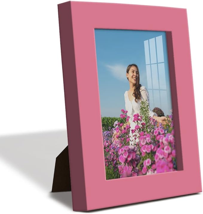Renditions Gallery 3.5x5 inch Picture Frame High-end Modern Style, Made of Solid Wood and High Definition Glass Ready for Wall and Tabletop Photo Display, Hot Pink Frame