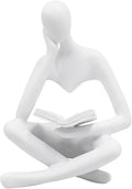 Jinkoozz Reading Women Statue, Thinker Sculptures, Abstract Art Ornament, Modern Aesthetic Figurine Decoration, Suitable for Home Living Room Bedroom Office Shelf Table Desk Bookshelf Decor