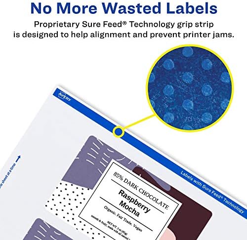 Avery® Matte White Rectangle Labels, Sure Feed® Technology, 2.5" x 5", 150 Matte White Printable Labels