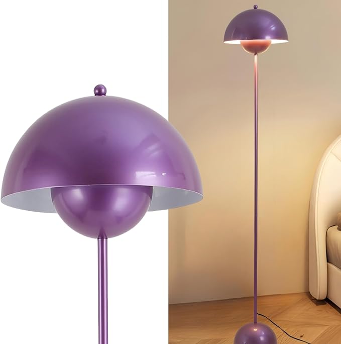 COSYLUX Modern Floor Lamp for Living Room, Industrial Tall Standing Lamp for Bedroom, Metal Shade Reflecting Light Reading Floor Lamp for Office, Nursery Room, Corner(Pearl Purple)