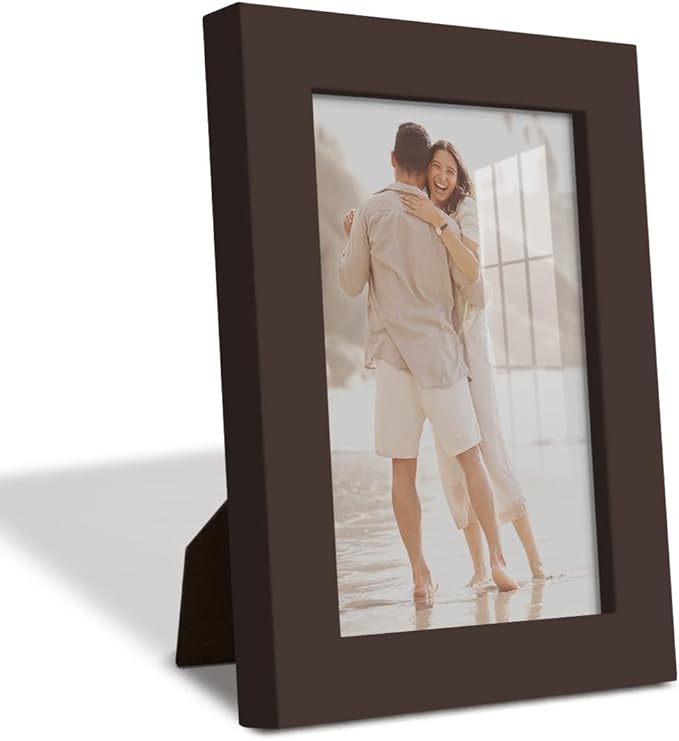 Renditions Gallery 4x6 inch Picture Frame High-end Modern Style, Made of Solid Wood and High Definition Glass Ready for Wall and Tabletop Photo Display, Brown Frame