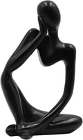 Creative Resin Thinker Minimal Abstract Art Sculpture Statue Figurines Home Office Bookshelf Desktop Decor (Black, Left, Small)