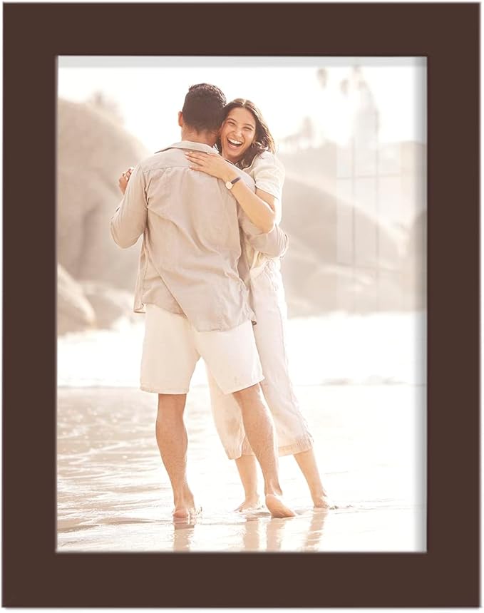 Renditions Gallery 6x8 inch Picture Frame High-end Modern Style, Made of Solid Wood and High Definition Glass Ready for Wall and Tabletop Photo Display, Brown Frame