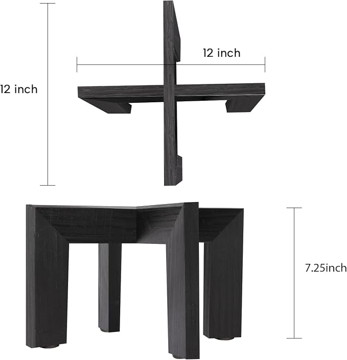 HPC DECOR 2 Pack Wood Plant Stand-Mid Century Modern Planter Stands-Wooden Flower Pot Stands Riser,Low Short Plant Stands Indoor-Modern Minimalist Wooden Stool for Plant Pot Holder, Fit 5-15 Inch Pot.