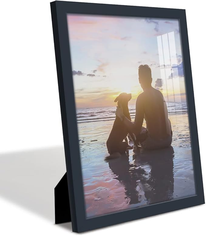 Renditions Gallery 11x14 inch Picture Frame High-end Modern Style, Made of Solid Wood and High Definition Glass Ready for Wall and Tabletop Photo Display, Navy Frame