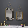 Gold Mirrors for Wall - 2pcs/Set Metal Hexagon Mirror Room Decor & Home Decor Decorative Hanging Boho Mirror Wall Decor for Bedroom Living Room Entryway (Square)