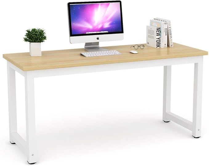 Tribesigns Computer Desk, 63 inch Large Office Desk Computer Table Study Writing Desk Workstation for Home Office, Walnut