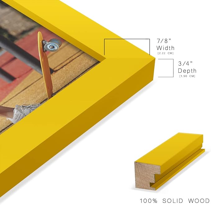 Renditions Gallery 8x10 inch Picture Frame High-end Modern Style, Made of Solid Wood and High Definition Glass Ready for Wall and Tabletop Photo Display, Yellow Frame