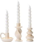 Ceramic Taper Candle Holders Set of 3, Cream White Candlestick Holder Nordic Modern Decorative Candle Stand for Home Decor, Dining Table Centerpiece, Housewarming Gift
