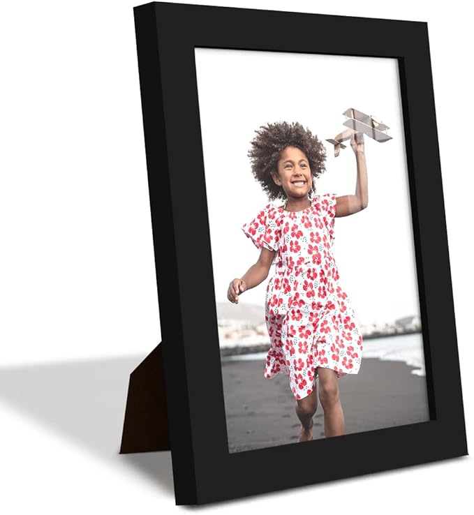 Renditions Gallery 6x8 inch Picture Frame High-end Modern Style, Made of Solid Wood and High Definition Glass Ready for Wall and Tabletop Photo Display, Black Frame