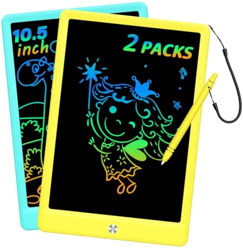 BUKEBU LCD Writing Tablet Doodle Board, Colorful Drawing Pad, Electronic Drawing Tablet, Drawing Pads,Travel Gifts for Kids Ages 3 4 5 6 7 8 Year Old Girls Boys (10.5 inch, Blue&Yellow)