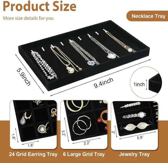 Cirhy 4 Stackable Jewelry Trays Organizer Set