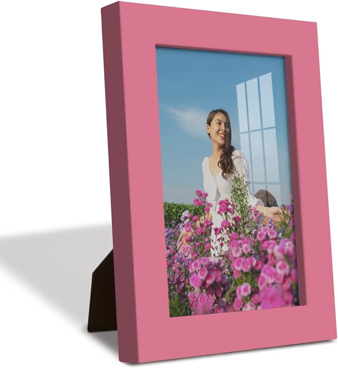 Renditions Gallery 4x6 inch Picture Frame High-end Modern Style, Made of Solid Wood and High Definition Glass Ready for Wall and Tabletop Photo Display, Hot Pink Frame