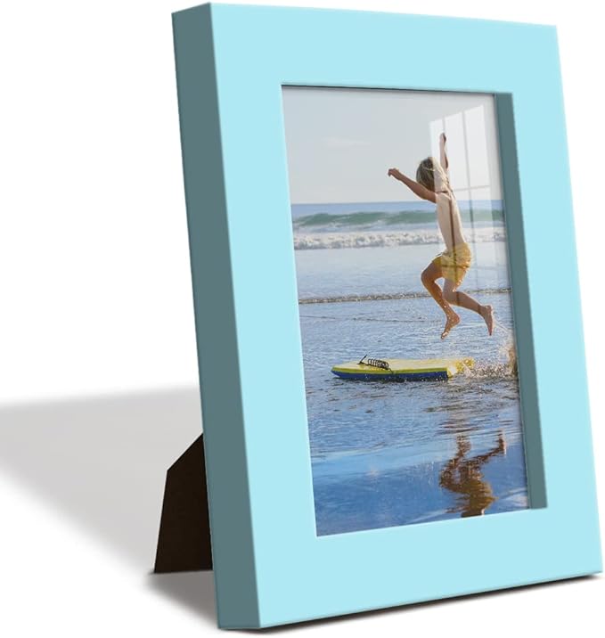 Renditions Gallery 3.5x5 inch Picture Frame High-end Modern Style, Made of Solid Wood and High Definition Glass Ready for Wall and Tabletop Photo Display, Blue Frame