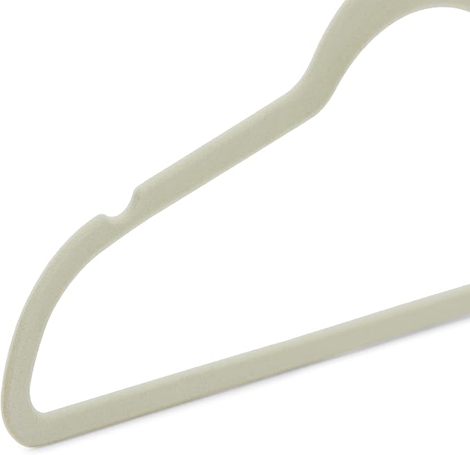 Amazon Basics Slim, Velvet, Non-Slip Sturdy Clothes Hangers, 50-Pack, Ivory/Silver