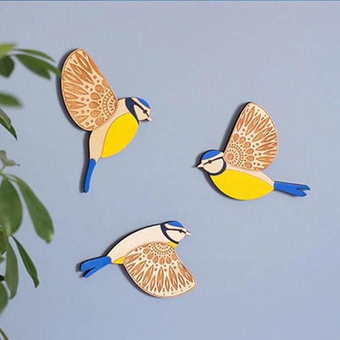3Pcs Wooden Bird Wall Decor Art Vintage Gothic Home Decor Living Room Bathroom Kitchen Decorations Indoor Outdoor Gift (D)
