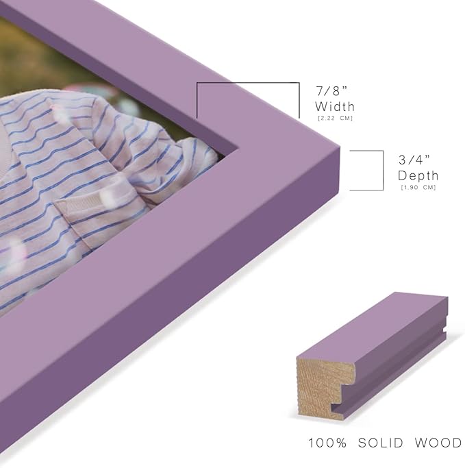 Renditions Gallery 5x7 inch Picture Frame High-end Modern Style, Made of Solid Wood and High Definition Glass Ready for Wall and Tabletop Photo Display, Violet Frame