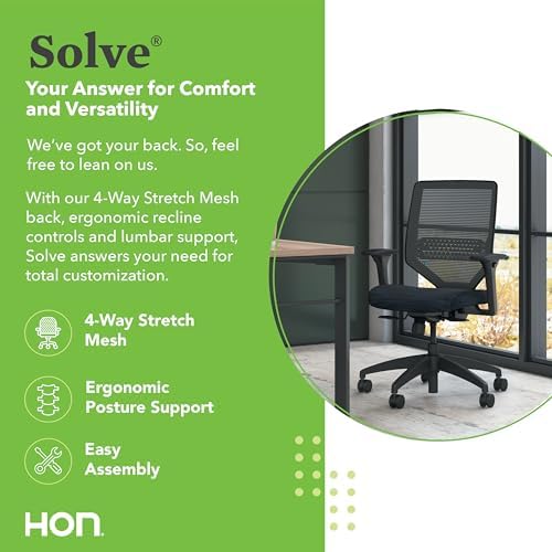 HON Solve Ergonomic Office Chair, Lumbar Support, Desk Chair, Black