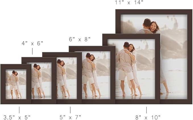 Renditions Gallery 6x8 inch Picture Frame High-end Modern Style, Made of Solid Wood and High Definition Glass Ready for Wall and Tabletop Photo Display, Brown Frame
