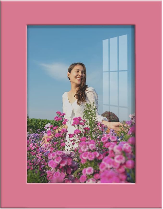Renditions Gallery 3.5x5 inch Picture Frame High-end Modern Style, Made of Solid Wood and High Definition Glass Ready for Wall and Tabletop Photo Display, Hot Pink Frame