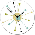 ArogGeld Atomic Age Starburst Wall Clock Mid Century Modern Clocks Silent One Size