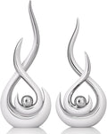 Modern Abstract Art Home Decor Accent,Contemporary Statues Coffee Table Decor for Living Room,Table Centerpieces for Dining Room,Ceramic Sculptures Knick Knacks for TV Stand Show Piece (White Silver)