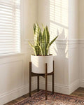 leaf&lull Adjustable Plant Stand Indoor Mid Century Modern Plant Stands Bamboo Plant Holder Corner Plant Stand for Indoor Plants Single Plant Stand Flower Stand for Home Living Room Bedroom Balcony Tea Brown 14.5 in