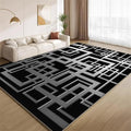 Minimalist Geometric Area Rugs, Grey Black Abstract Carpet, Washable Non Slip Low Pile Soft Rug for Living Room Bedroom Decor Mat 5x8ft