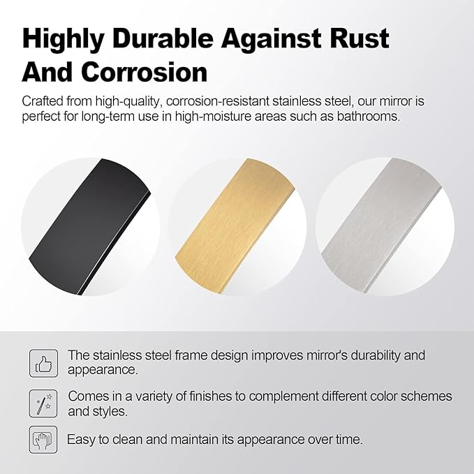 ANDY STAR Round Bathroom Mirror, Round Black Mirror 32 inch, Matte Black Circle Mirror with Anti-Rust Stainless Steel Metal Frame, Modern Vanity Mirror Wall Mount, Easy to Install