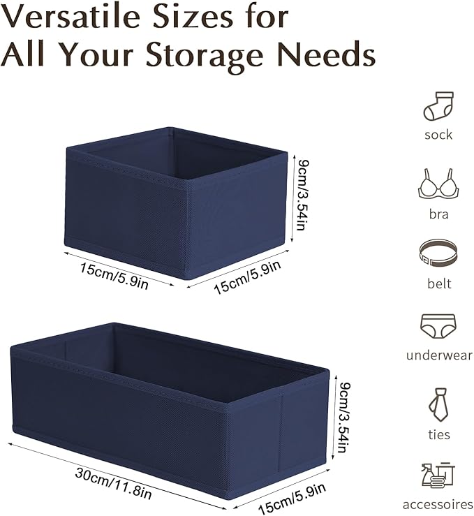 DIMJ Drawer Organizers Clothes, Fabric Closet Organizers and Storage, Shallow