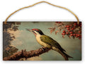 Retro Woodpecker Portrait Wooden Sign 12x6 Inch, Nature-Inspired Wall Decor for Country Homes, Study Room Accent, Ideal Gift for Bird Watchers & Vintage Art Aficionados