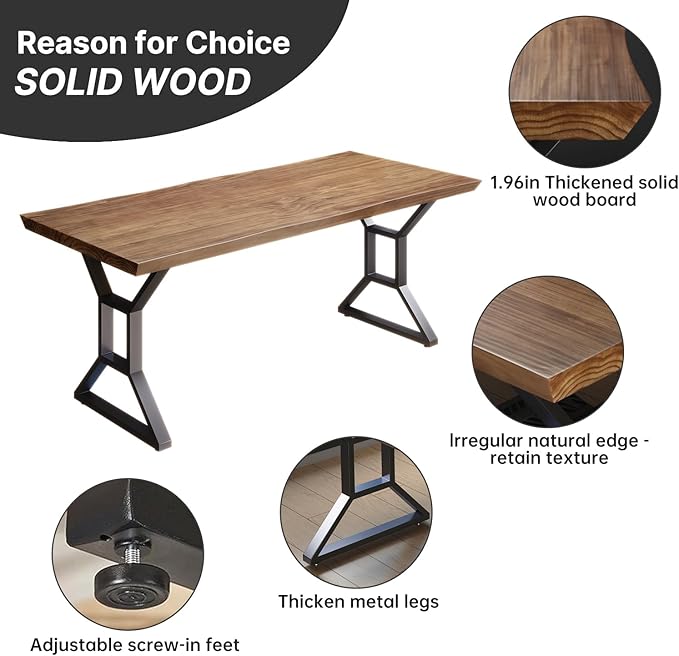 Solid Wood Computer Desk 55-inch Large Office Desk Home Simple Modern Long Study Writing Desk Dining Table for Home Office